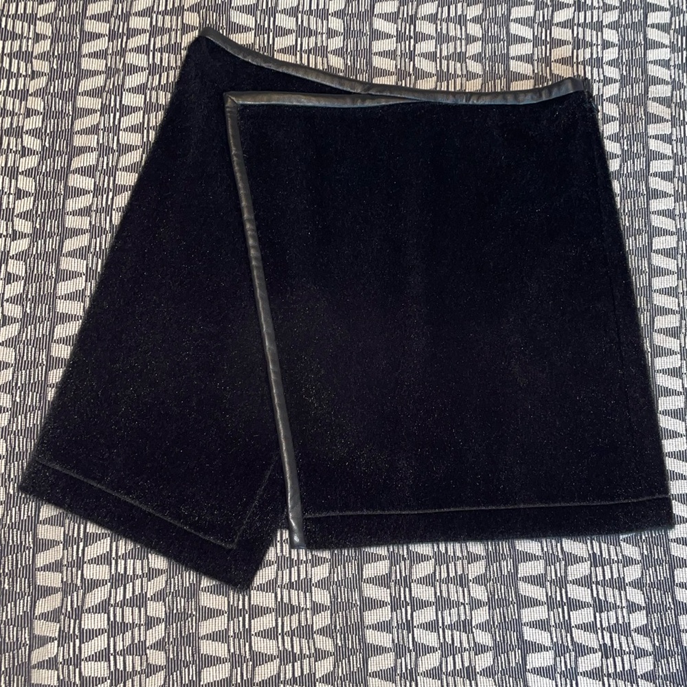 Derek Lam 10 Crosby Faux Hair Black Mini Skirt with genuine Lambskin trim